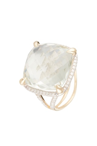 Anel Ouro amarelo, diamantes e ametista