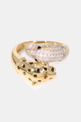 Anel Rivale de panthères - Ouro amarelo, diamantes e safiras