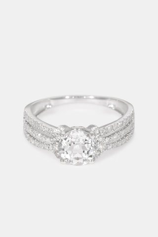 Anel Bague Étincelante - Ouro branco, diamantes e topázio