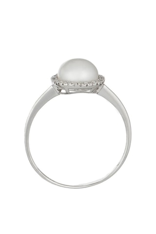Anel Perla Ouro branco, diamantes e pérola