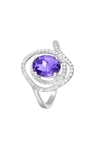 Anel Moorea Ouro branco, diamantes e ametista