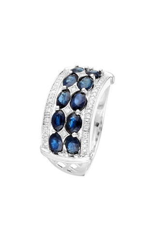 Anel Hanoï Ouro branco, diamantes e safira