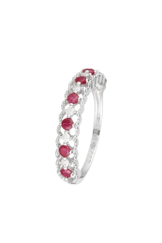 Anel Koh samui  Ouro branco, diamantes e rubi