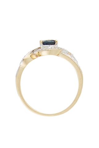 Anel Romblon Ouro amarelo, diamantes e safira