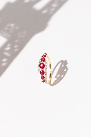 Anel Bran Ouro amarelo, rubis e diamantes