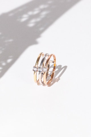 Anel Bario - Ouro branco, ouro amarelo, ouro rosa e diamantes