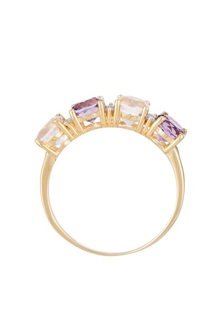 Anel Carat color - Ouro amarelo, diamantes, quartzo rosa e ametistas