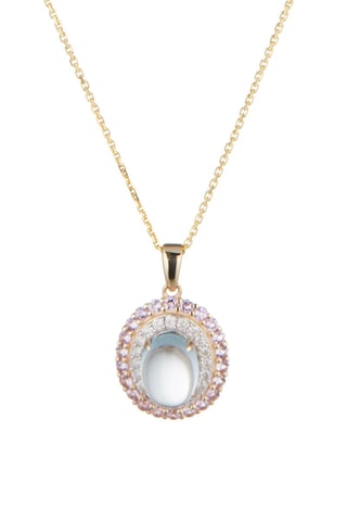 Pendente Apayao - Ouro amarelo, diamantes, ametista e topázio