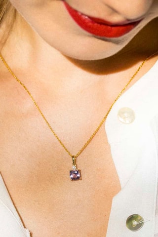 Pendente Tonga Ouro amarelo, diamante e ametista