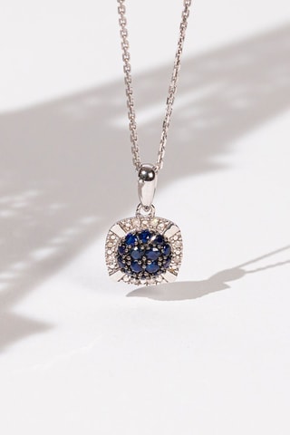 Pendente Manado Ouro branco, diamantes e safiras