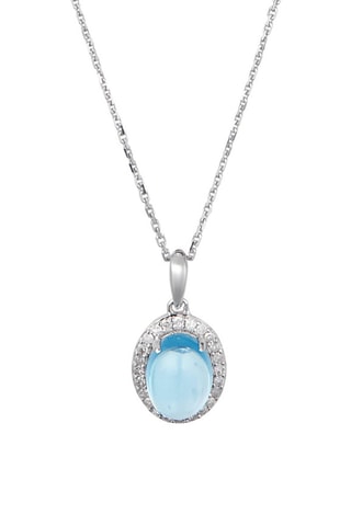 Pendente Comme le Bleu de tes Yeux - Ouro branco, diamantes e topázio
