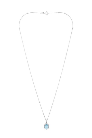Pendente Comme le Bleu de tes Yeux - Ouro branco, diamantes e topázio