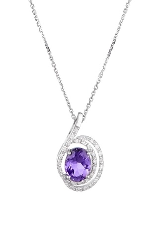 Pendente Moorea - Ouro branco, diamantes e ametista