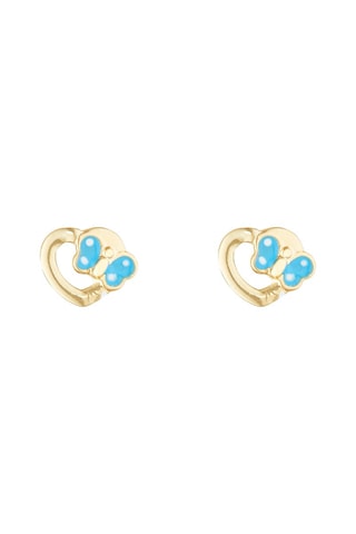 Puces Petit cœur bleu Or jaune