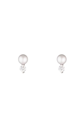 Brincos Uni Ouro branco e pérolas de água doce