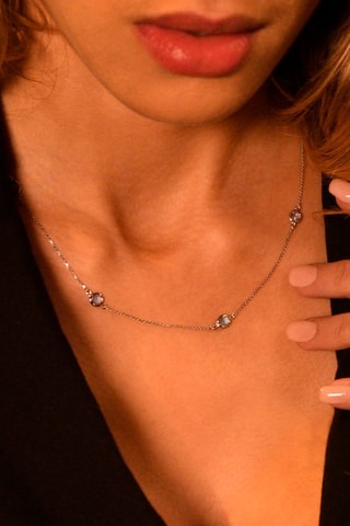 Collier Liliana Or blanc, améthystes et topazes