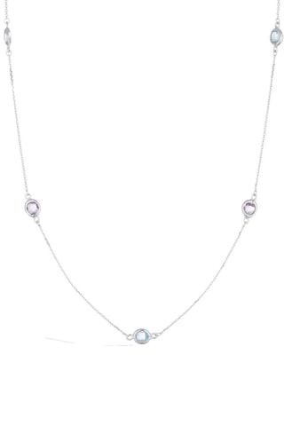 Collier Liliana Or blanc, améthystes et topazes