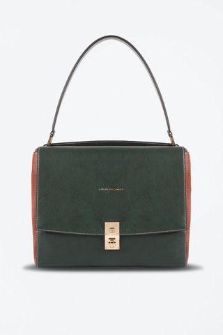 Sac à main en cuir Vert foncé et camel - Piquadro