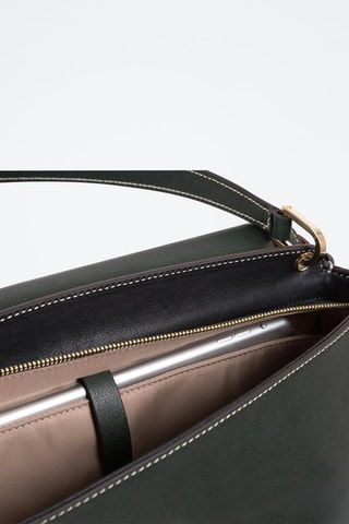 Sac à main en cuir Vert foncé et camel - Piquadro