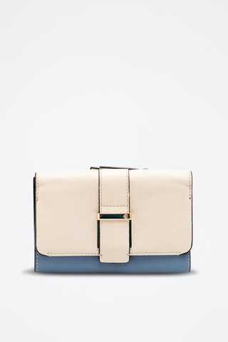 Leren Portefeuille - Wit en Azuurblauw