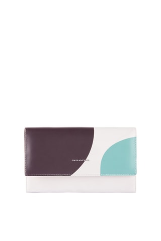 Pochette en cuir Ecru et bordeaux
