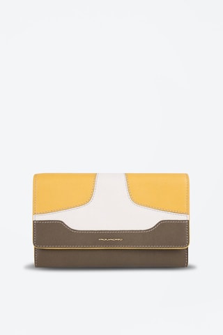 Pochette en cuir - Taupe et blanc