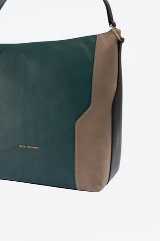 Leren Shopper Dennengroen en Beige - Piquadro