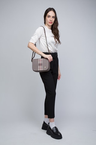 Sac bandoulière Gris et marron foncé