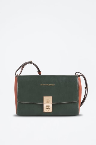 Sac bandoulière en cuir - 
Vert forêt et marron