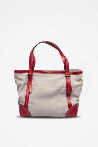 Plantaardig Leren Shopper Auster - Grijs en Rood
