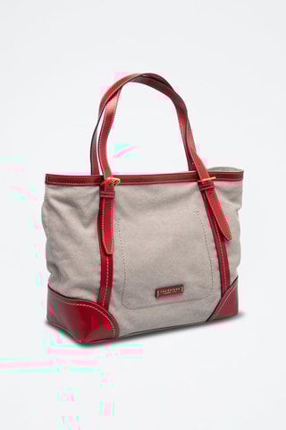 Plantaardig Leren Shopper Auster - Grijs en Rood