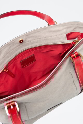 Plantaardig Leren Shopper Auster - Grijs en Rood
