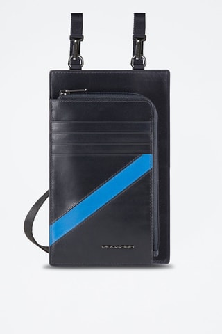 Sac bandoulière pour téléphone en cuir - Bleu foncé