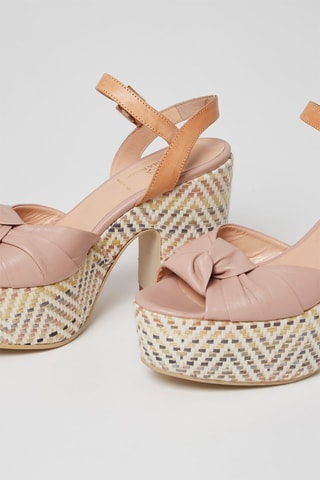 Leren Sandalen met Hak Roze en Camel - Harmont & Blaine