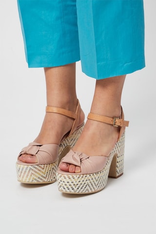 Leren Sandalen met Hak Roze en Camel - Harmont & Blaine