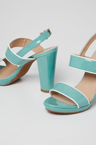 Lakleren Sandalen met Hak Turquoise - Harmont & Blaine