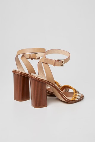 Leren Sandalen met Hak Camel en Beige - Harmont & Blaine