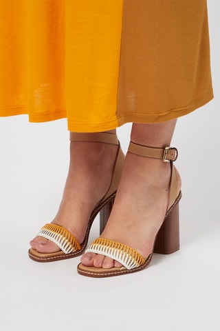 Leren Sandalen met Hak Camel en Beige - Harmont & Blaine