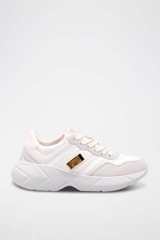 Leren Sneakers - Beige en Goudkleurig