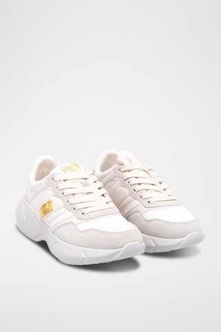 Leren Sneakers - Beige en Goudkleurig