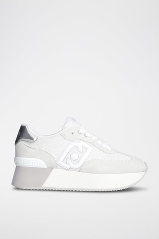 Stierenleren Platform Sneakers - Wit en Grijs