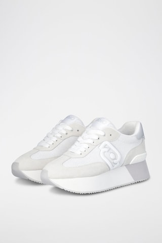 Stierenleren Platform Sneakers - Wit en Grijs