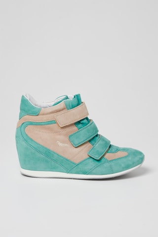 Nubuck Wedge Sneakers Turquoise - Harmont & Blaine