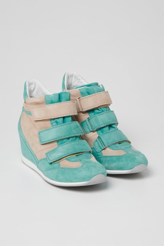 Nubuck Wedge Sneakers Turquoise - Harmont & Blaine
