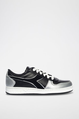 Sapatilhas em couro Magic Basket Low Space WN - Preto e prateado