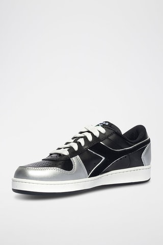Sapatilhas em couro Magic Basket Low Space WN - Preto e prateado