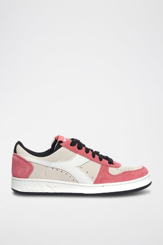 Leren Sneakers Magic Basket Low Suede WN - Wit en roze