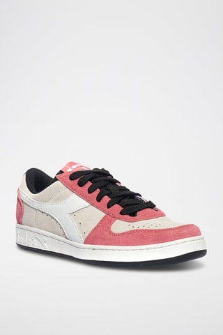 Leren Sneakers Magic Basket Low Suede WN - Wit en roze