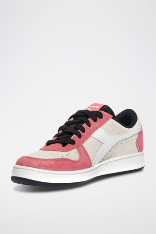 Leren Sneakers Magic Basket Low Suede WN - Wit en roze