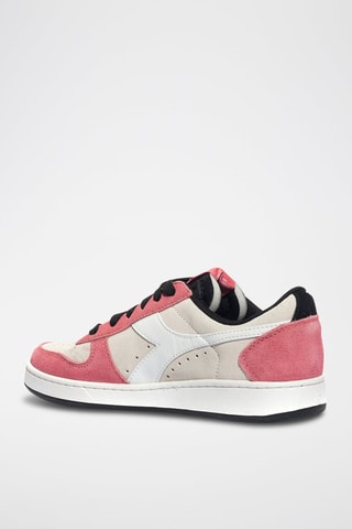 Leren Sneakers Magic Basket Low Suede WN - Wit en roze